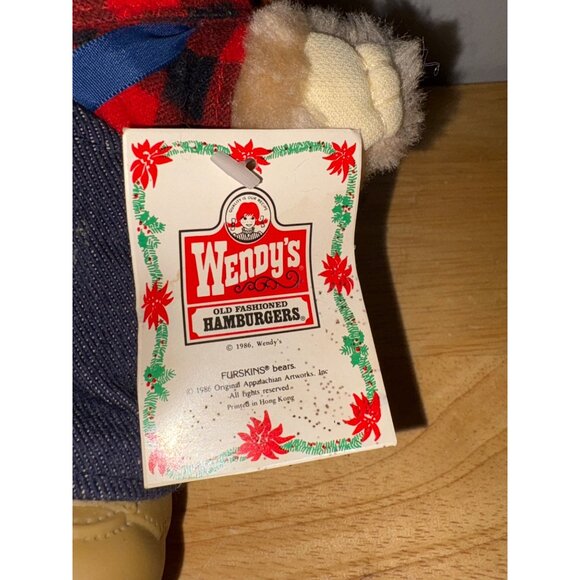 Wendys 1986 Furskins Dudley Plush Bear Toy In Cowboy Outfit With Jeans & Bow Tie - Picture 6 of 7